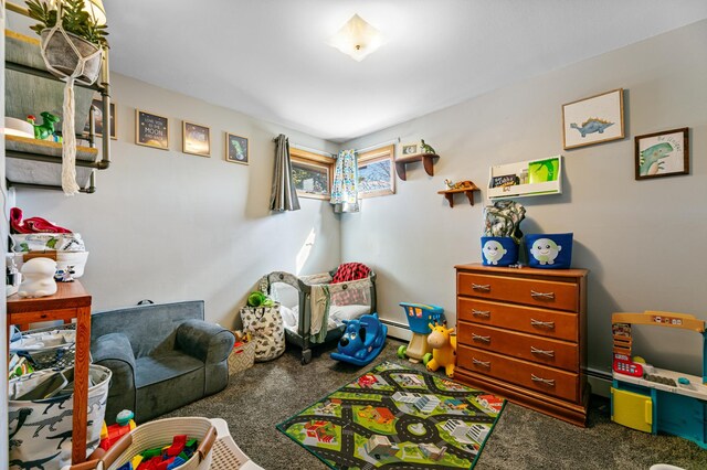 1422 24th Ave S, Moorhead, MN 56560 - recreation room with carpet floors and a baseboard heating unit