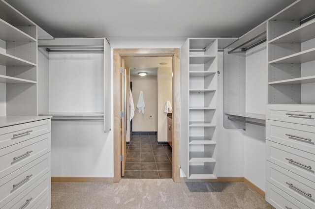 spacious closet with carpet floors