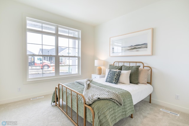 bedroom featuring multiple windows, carpet, and baseboards