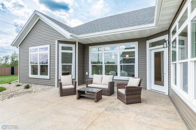view of patio featuring an outdoor living space