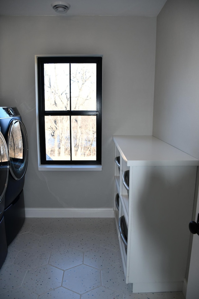 12424 126th Ave NE, Thief River Falls, MN 56701 - laundry room featuring washing machine and clothes dryer and baseboards