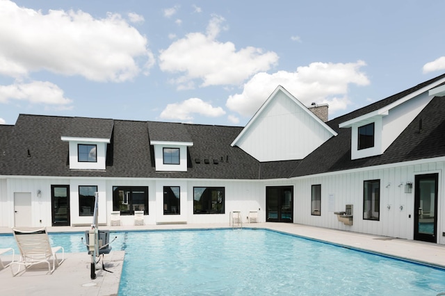 community pool with a patio