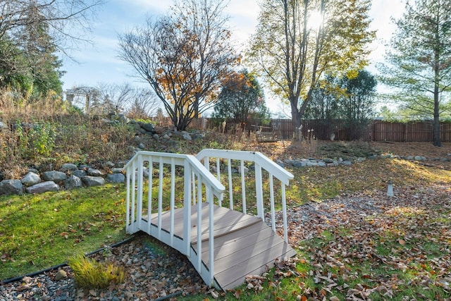 view of yard featuring fence