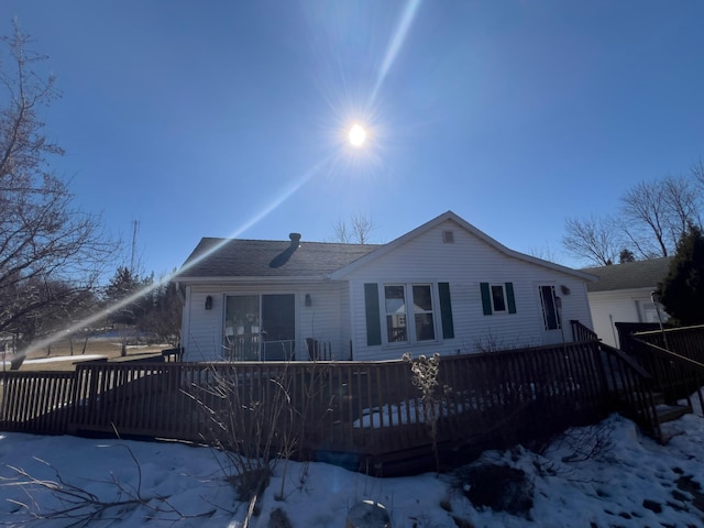 view of snow covered property