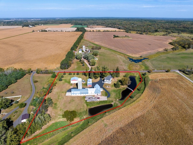 aerial view featuring a rural view