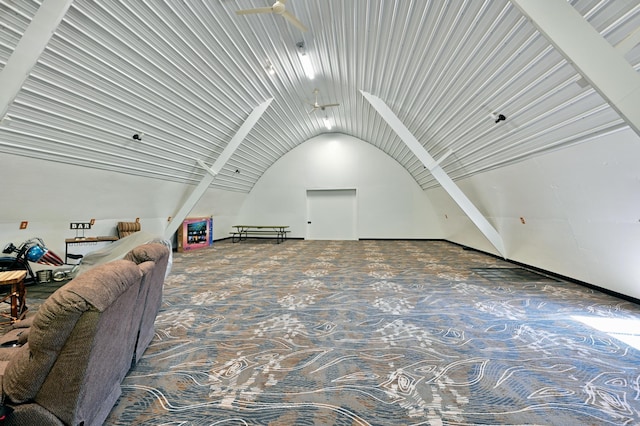 living area with lofted ceiling