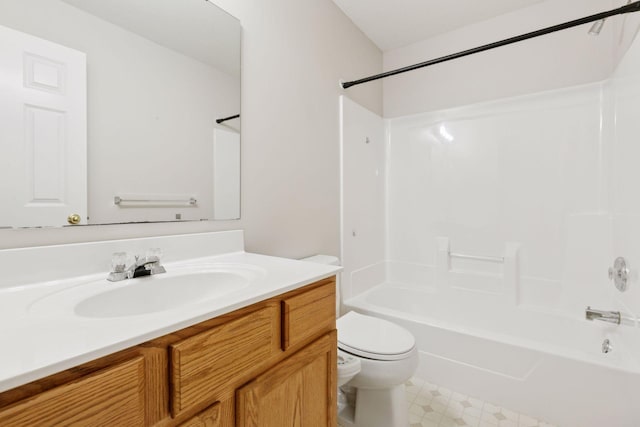 15374 Flower Way, Apple Valley, MN 55124 - full bathroom with tile patterned floors, toilet,  shower combination, and vanity