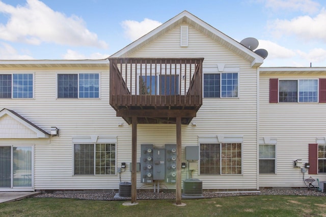 15374 Flower Way, Apple Valley, MN 55124 - back of property featuring central air condition unit and a balcony