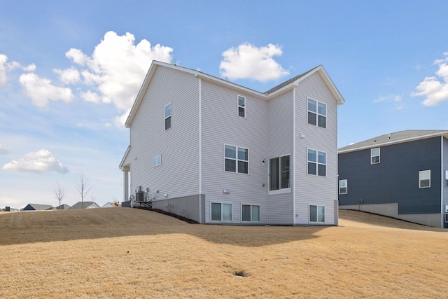 back of property featuring a lawn