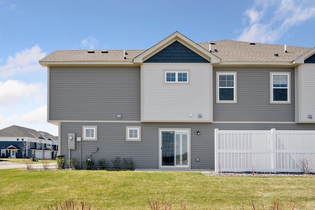 8730 Parkington Ave NE, Otsego, MN 55330 - back of property with fence, a shingled roof, and a yard