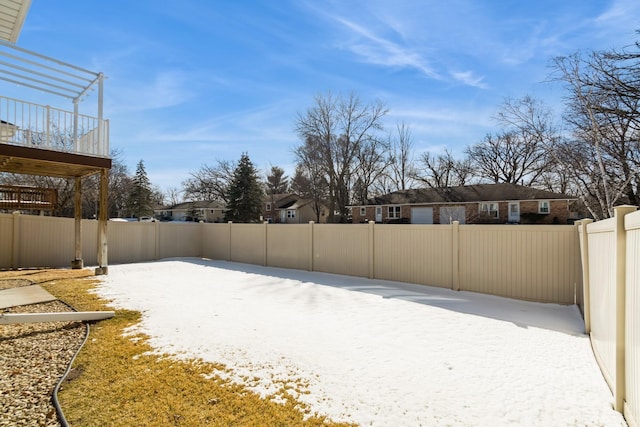 view of yard featuring a fenced backyard