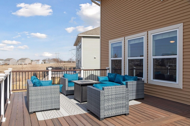 deck featuring an outdoor living space