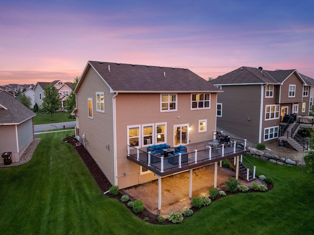 4520 Bailey Lake Dr, Woodbury, MN 55129 - back of property featuring stairs, an outdoor living space, a deck, and a yard