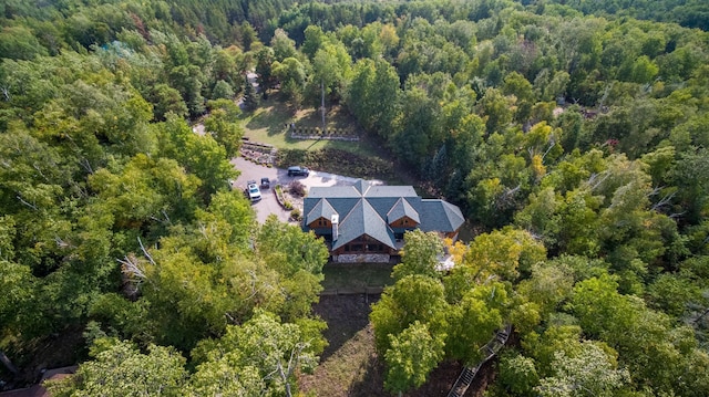 bird's eye view with a view of trees