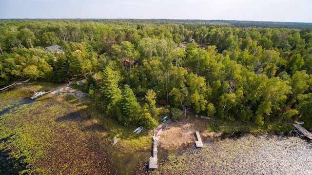 birds eye view of property with a forest view