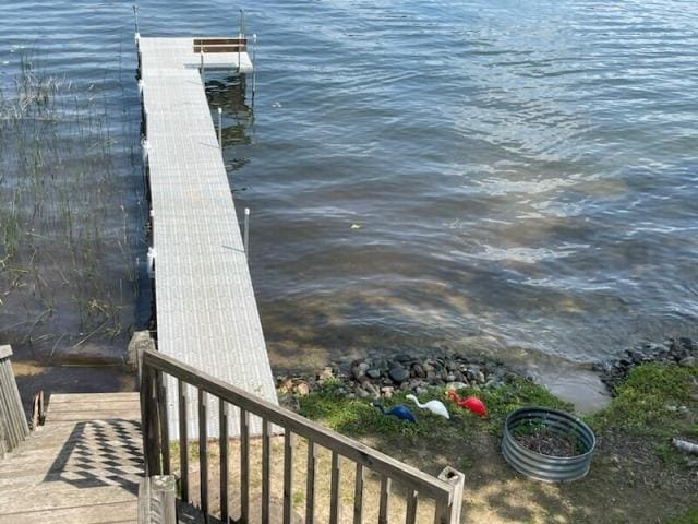 view of dock featuring a water view