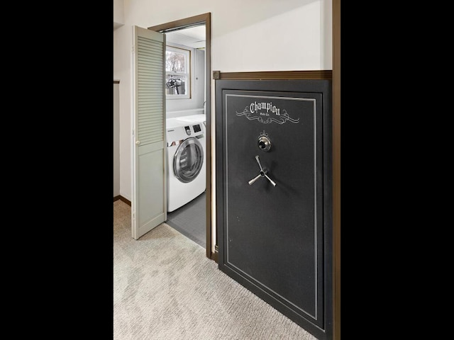15015 Vermillion Cir NE, Andover, MN 55304 - laundry room featuring carpet, independent washer and dryer, and baseboards