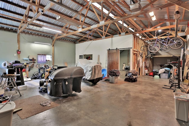 garage with metal wall