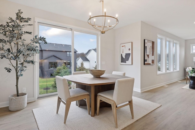 4640 Meadowview Ln, Minnetrista, MN 55331 - dining room featuring a chandelier and light wood-type flooring