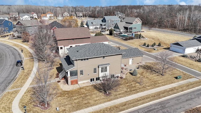 drone / aerial view with a residential view