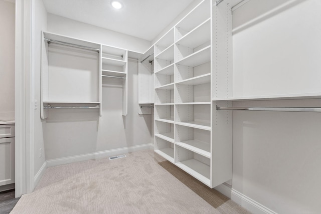 walk in closet featuring carpet and visible vents