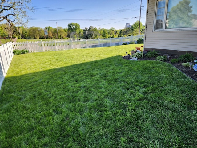 view of yard featuring a fenced backyard