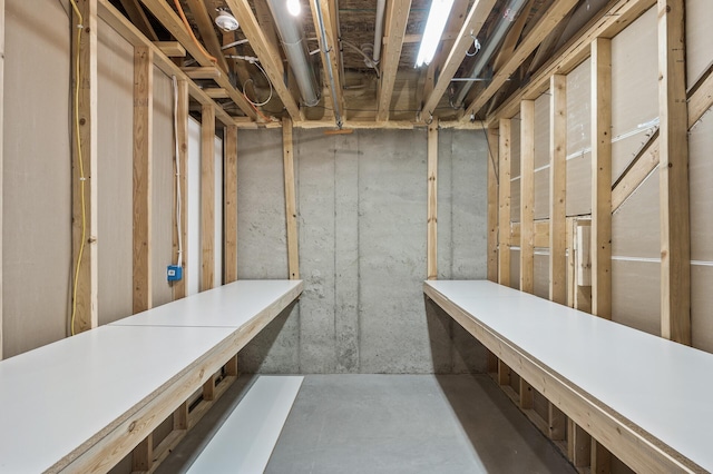view of unfinished basement