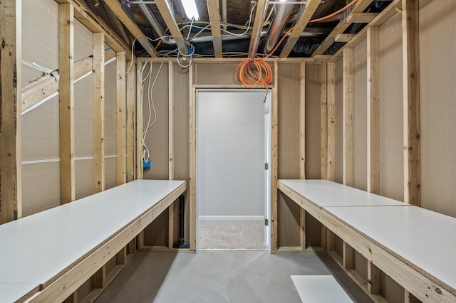 view of unfinished basement