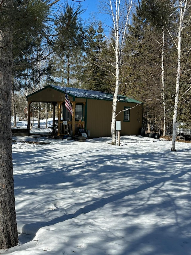 view of snow covered structure