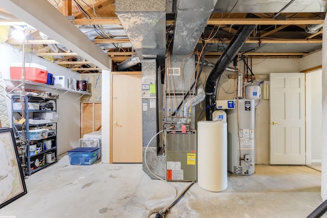 utility room with gas water heater