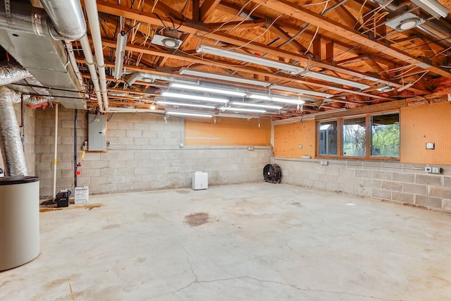 1950 Park Ridge Ct, Chaska, MN 55318 - unfinished below grade area with electric panel, concrete block wall, and water heater