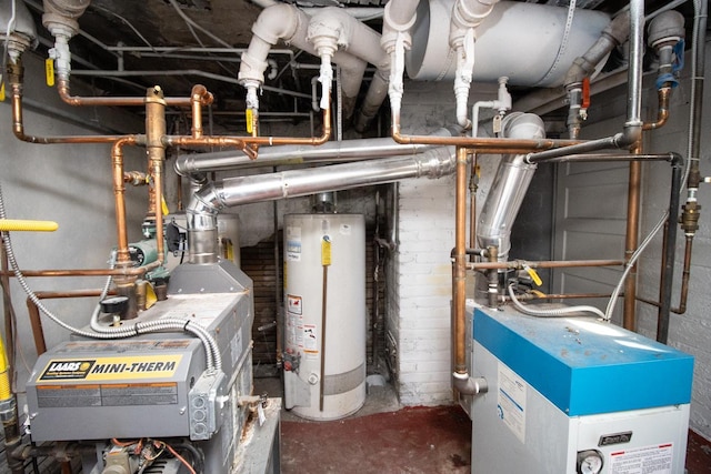 utility room with water heater