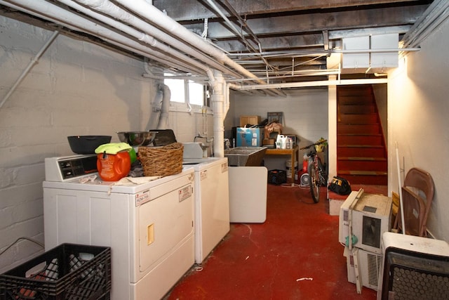 below grade area with washing machine and dryer