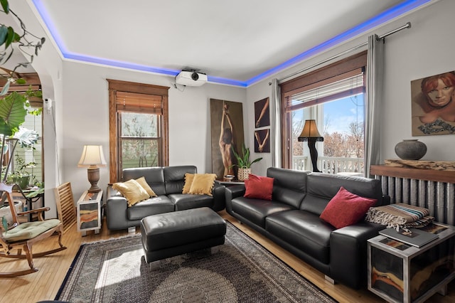 living area featuring wood finished floors