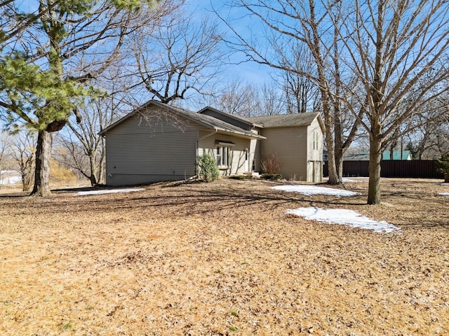 exterior space featuring fence