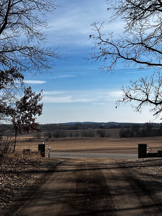 view of road with a rural view