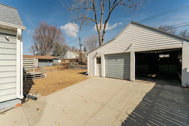 view of detached garage