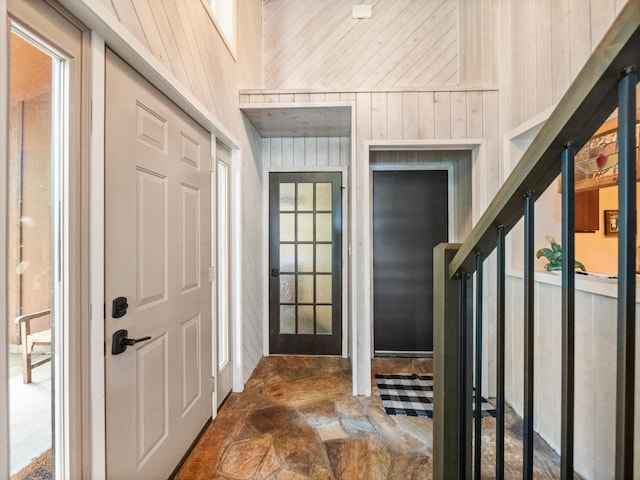 2904 Le Homme Dieu Vw NE, Alexandria, MN 56308 - foyer entrance with wooden walls and stone finish floors