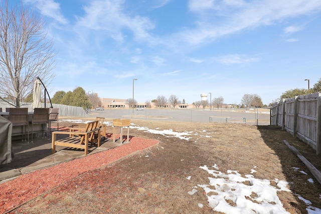 view of yard featuring a patio and a fenced backyard