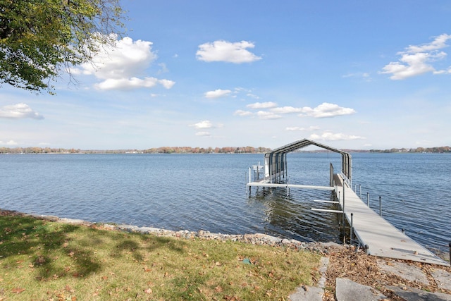 dock area featuring a water view