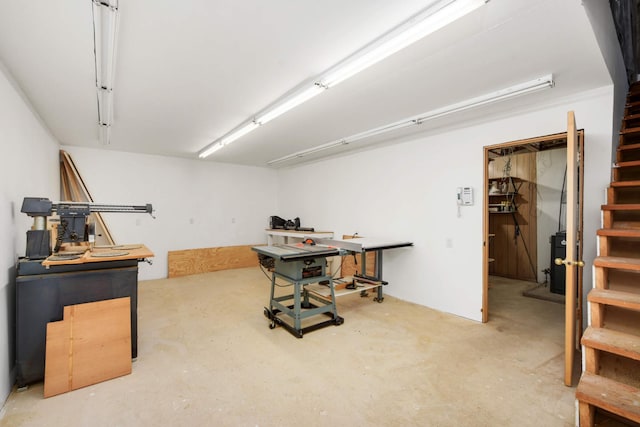 interior space featuring stairs and concrete floors