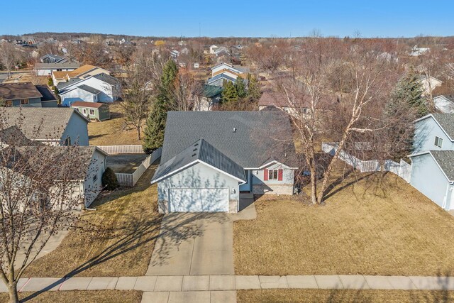 aerial view with a residential view