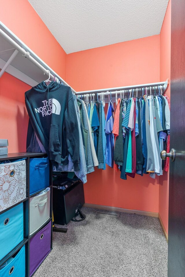 spacious closet with carpet flooring