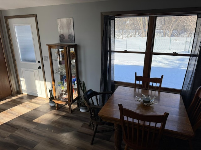 dining area with wood finished floors