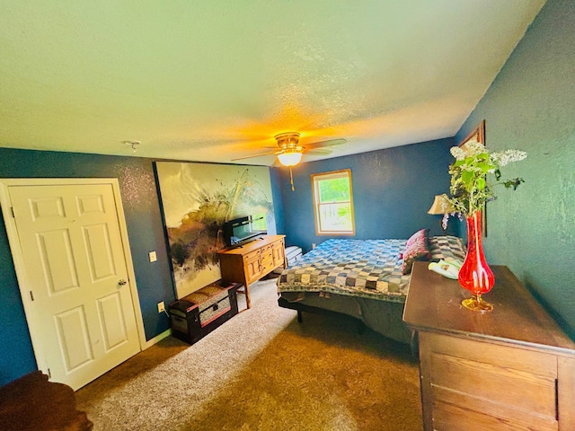 1789 Glynview Trl, Faribault, MN 55021 - carpeted bedroom with a textured ceiling, ceiling fan, and a textured wall