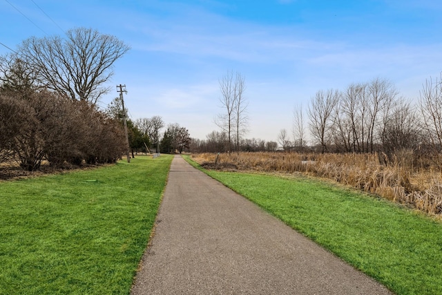 view of home's community with a yard