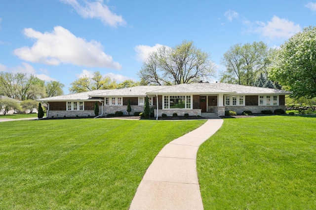 6601 Dovre Dr, Edina, MN 55436 - ranch-style home with a front lawn and stone siding