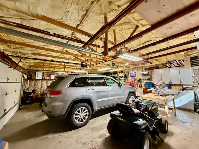 garage with a garage door opener