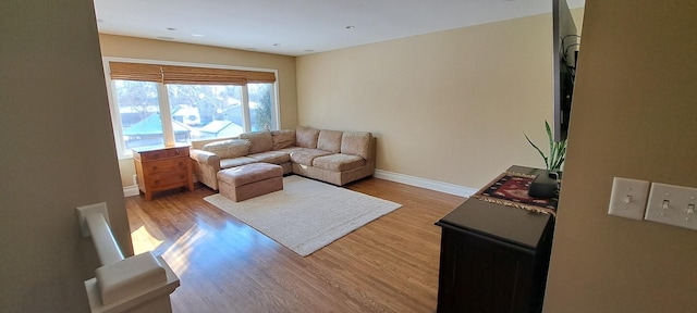 living area with baseboards and light wood-style floors