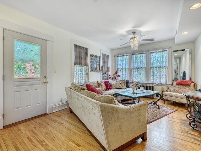857 Fairmount Ave, Saint Paul, MN 55105 - living area with ceiling fan, light wood-style floors, and recessed lighting